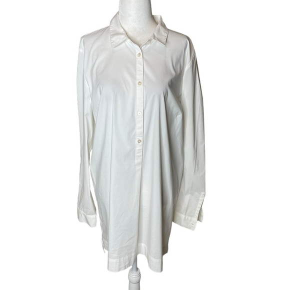 J.Jill White Shirt Collection Half Button Down Collared Shirt Size Large Tall - Picture 1 of 10